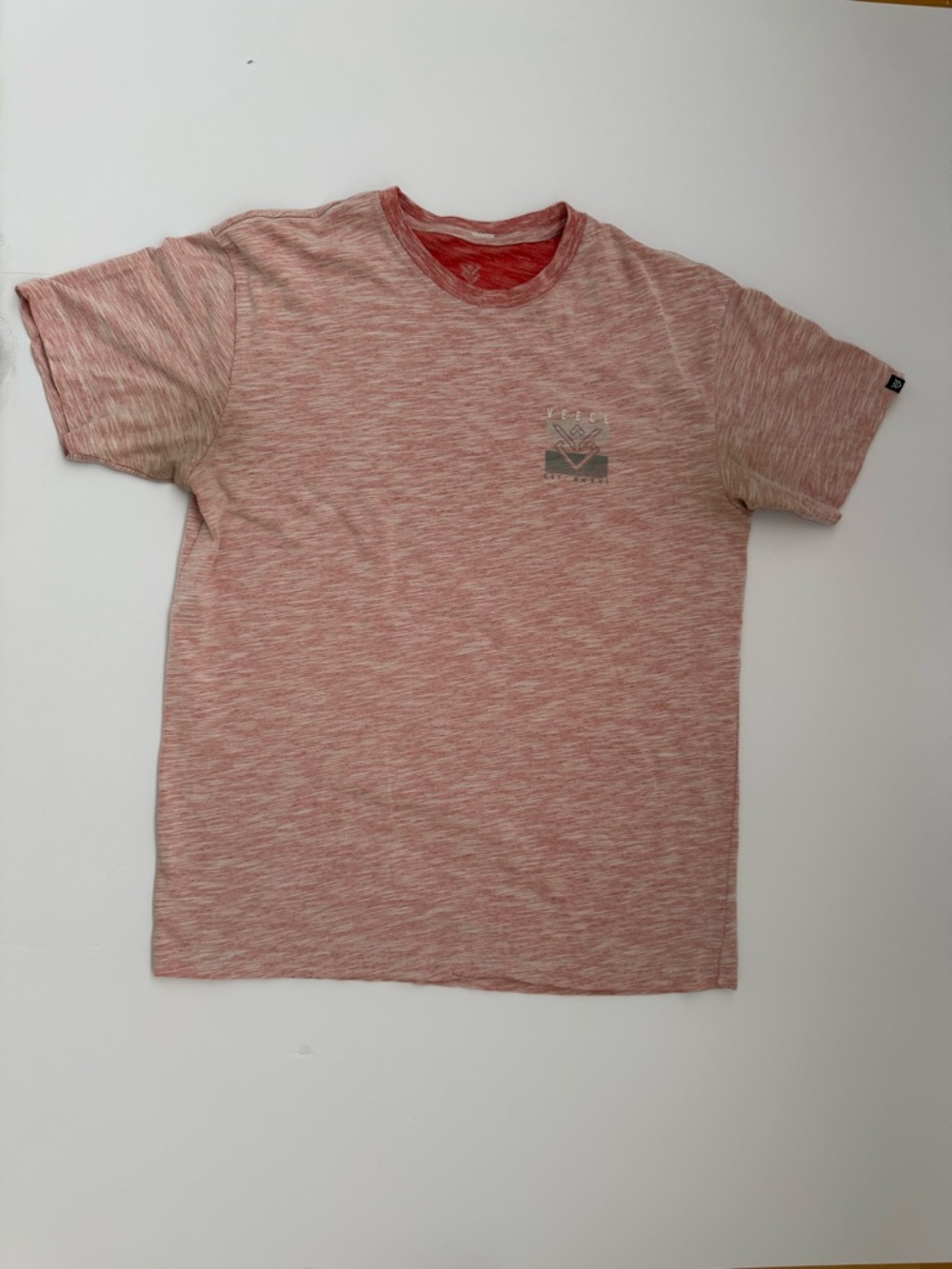 Men's Heathered Red/Pink Veece Crewneck T-Shirt XL